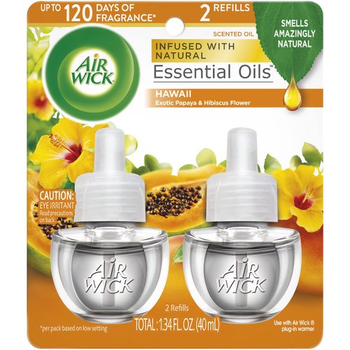 Air Wick Plug in Scented Oil Refill, 2ct, Hawaii, Essential Oils, Air Freshener