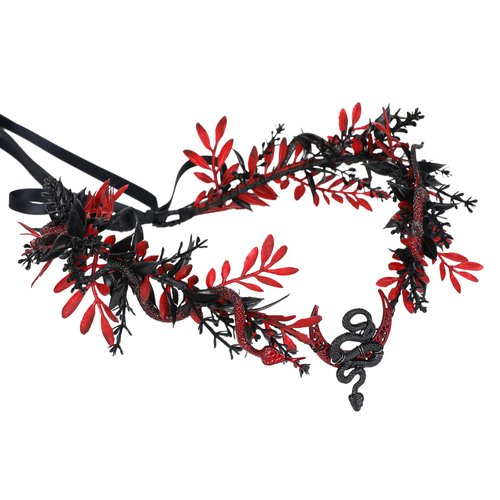 MOSTORY Gothic Snake Flower Crown - Medusa Headpiece Dark Elf Crown Floral Circlet Celtic Flower Headband for Witch Cosplay Goth Wedding Renaissance Ren Faire Accessory Halloween