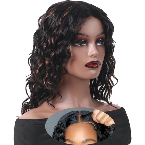 ManeMajesty Ombre Body Wave Lace Front Wigs Human Hair Wear and Go Glueless Wigs Pre Plucked Pre Cut with Baby Hair 180% Density T Part HD Highlight Ombre Lace Front Wig(16 inch, FS1B/30)