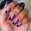 Press on Nails Medium Long Square BAOYAALIN, Purple Black Fake Nails with Glitter Design Gel Glue on Nails for Women Girls Full Cover Acrylic Artificial False Stick on Nail for Wedding 24Pcs
