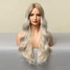 BERON Platinum Blonde Wig Long Wavy Wigs Platinum Blonde with Dark Roots for Women Platinum Blonde Wigs Synthetic Wig for Daily Party Wig Cap Include