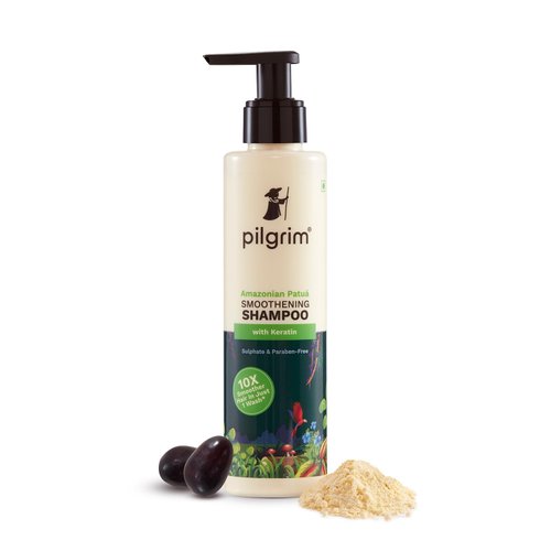 Pilgrim Patuá & Keratin Hair Smoothening Shampoo | Anti Frizz Hair Shampoo | Gently Cleanses, Smooths & Adds Shine | Provides Soft & Bouncy Hairs | 6.76 Fl Oz/200ml