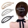 3 Pcs Rhinestone Hair Clips Ponytail Holder Cuff Metal Spring Crystal Hair Barrettes Women Styling Wedding Birthday Party Hair Accessories