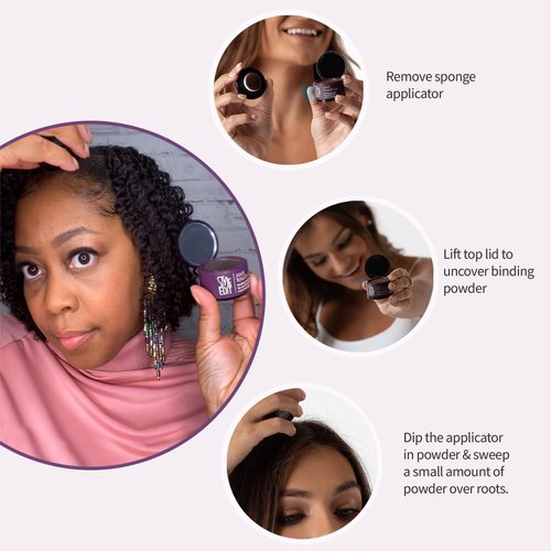 Style Edit Root Touch Up Concealer Powder for Black Hair | Gray Hair Coverage | Mineral-Infused Binding Hairline Powder with Free Mini Brush