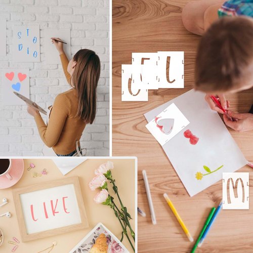 Letter Stencils 3 Inch Cursive Stencil Letters Number Template 42 Pcs Letter Stencils for Crafts Reusable Stencils for Painting Chalkboard Wood Signs Wall Art(3inch)