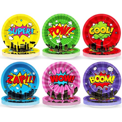 60 Pcs Super Theme Hero Party Plates for Super Theme Hero Birthday Party Decorations 9in Super Theme Hero Party Paper Plates Disposable Super Theme Hero Party Plates for Hero Birthday Party Supplies