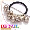 Fashey Pearl Hair Ties Beige Beaded Ponytail Holder 3 Pcs Pearls Hair Scrunchies Hair Accessories for Women (Beige)