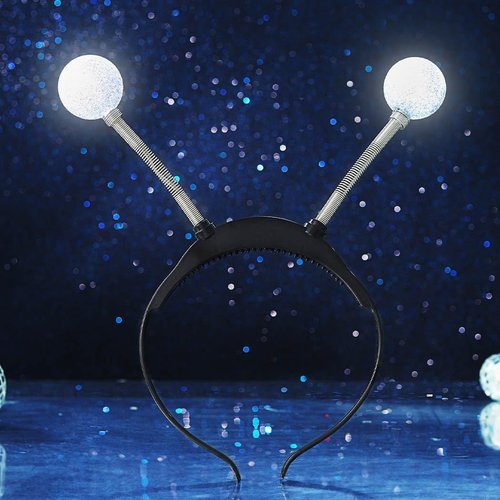 Sixexey Light Up Alien Headband LED Silver Martian Hair Band Antenna Hair Accessories for Women