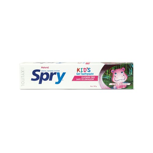 Spry Xylitol Toothpaste for Kids 5oz. Fluoride Free Toothpaste, Teeth Whitening Kids Toothpaste with Xylitol, Natural Breath Freshening, Mouth Moisturizing Ingredients, Bubble Gum (Pack of 1)