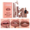 Jolilab 3 in 1 Matte Velvet Lipstick Set-Lip Liner, Lip Gloss and Lipstick, Waterproof Longlasting Pigment Nude Non-Stick Cup Women Lip Makeup, Perfect for Natural Lip Contour(SET 3, 1)