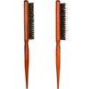 Professional Triple-Row Teasing Comb Set, Natural Boar Bristles and Fine Nylon Teeth, Lightweight Beechwood Handle, Ideal for Sophisticated Evening Hairstyles and Volumizing Effect