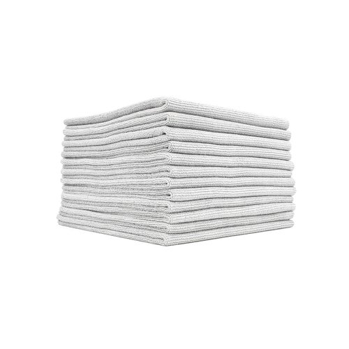 The Rag Company - The Edgeless Pearl - Professional Microfiber Detailing Towel for Ceramic Coating Leveling and Sealant Removal, Scratch-Free with No Tags, 320gsm, 16in x 16in, Ice Grey (12-Pack)