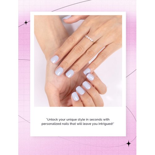 MelodySusie Semi Cured Gel Nail Strips,Misty Blue- Works with Any Nail Lamps, Salon-Quality, Long Lasting, Easy to Apply & Remove - Includes 30Pcs, Free Stickers, 2 Prep Pads, Nail File & Wooden Stick