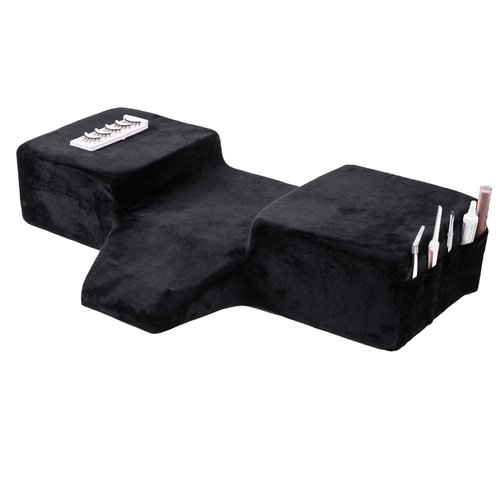 Sankell Beauty Salon Lashing Pillow,Comfortable Velvet Memory Foam Eyelash Extension Pillow,Ergonomic Neck Pillow,Protect The Neck When Used for Lash Extension Grafting Make Up(Black)