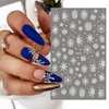 8PCS Snowflake Nail Art Stickers White Glitter Snow Nail Design 3D Self Adhesive Nail Decals Snowflakes Sticker for Nails Art Accessories Shiny Decal Manicure Winter New Year Christmas Nail Decoration