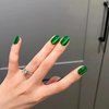 24Pcs Jade Green Cat Eye Press on Nails Short Square Fake Nails Shiny Glitter Press on Nails Full Cover Glossy Stick on Nails for Women Girls Gradient Acrylic Nails Spring Summer Press on Nails