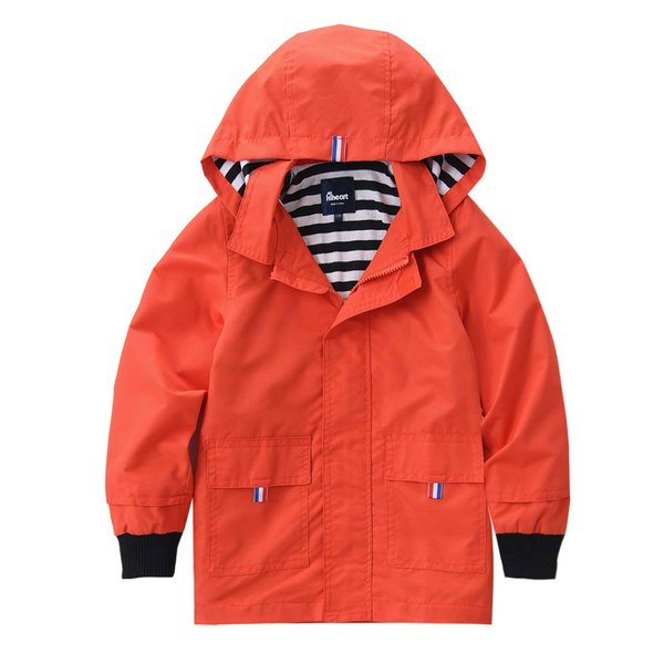 Hiheart Girls Boys Waterproof Hooded Jackets Cotton Lined Rain Jackets Orange 4T