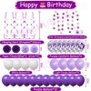 NANINUNENO 12th Birthday Decorations for Girls, Purple 12 Happy Birthday Balloons Supplies Including Purple Happy Birthday Banner, Purple 12 Number Balloons, Purple Pink Star Streamers, Hanging Swirls