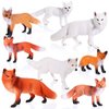 8 Pieces Fox Animal Toy Figures Set Realistic Arctic Fox Red Foxes Animal Figures Jungle Animal Fox Playset Cake Topper Party Favors Educational Toy Christmas Birthday Supplies