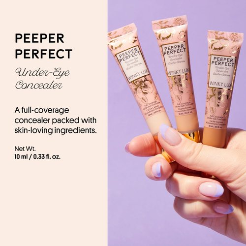 Winky Lux Peeper Perfect Under Eye Concealer, Makeup & Eye Brightener, Full Coverage Concealer for Dark Circles, Color Corrector & Eye Primer, With Collagen, Hyaluronic Acid & Vitamin E (Light Beige)