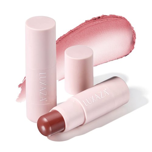 LUXAZA Cream Blush Stick Makeup for Cheeks, Natural Matte Lip and Cheek Makeup Stick Wand for Mature Skin, Lightweight Dewy Finish Creme Blush for Girls and Women #03B Magenta-Pink