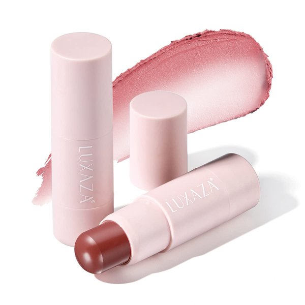 LUXAZA Cream Blush Stick Makeup for Cheeks, Natural Matte Lip and Cheek Makeup Stick Wand for Mature Skin, Lightweight Dewy Finish Creme Blush for Girls and Women #03B Magenta-Pink