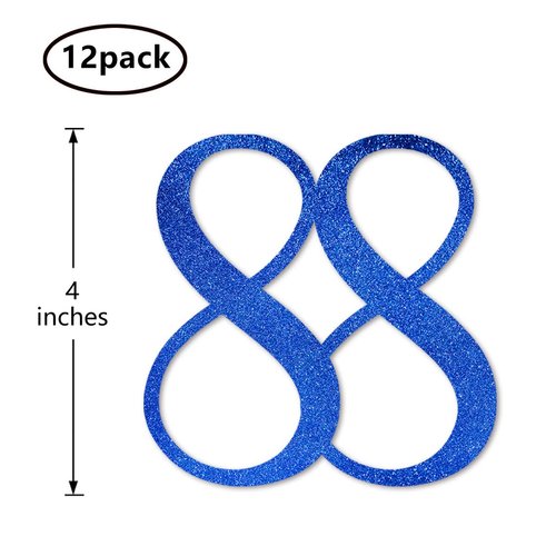 Blue Glitter 88th Birthday Centerpiece Sticks, 12-Pack Number 88 Table Topper Anniversary Party Decorations