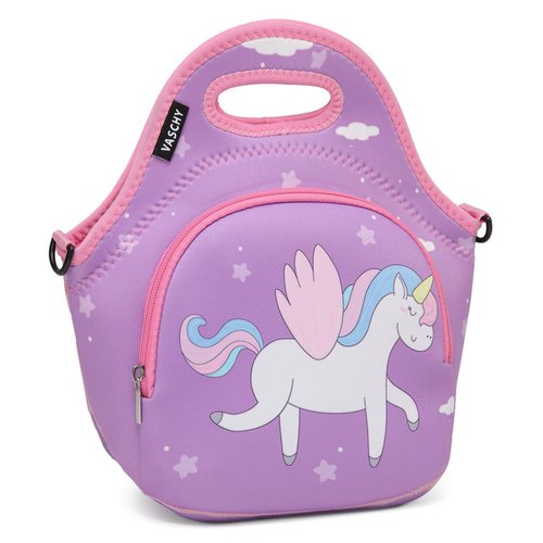 VASCHY Lunch Bag for Girls, Insulated Neoprene Lightweight Lunch Box Bag for Children Boys and Girls School Daycare Kindergarten Unicorn