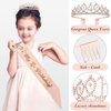 4th Birthday Decorations Girl, Including 4 year old Birthday Cake Topper, Birthday Queen Sash with Pearl Pin, Sweet Rhinestone Tiara Crown, Number Candles and Balloons Set, Rose Gold