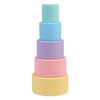 BLUE GINKGO Silicone Stacking Cups - Nesting Cups and Silicone Stacking Toy - Open Ended Montessori Toddler and Baby Stacking Cups - Neutral Baby Toys (5 Cups - Pastel)
