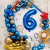 Baseball Balloons 6th Birthday Decorations for Boys, Baseball Party Decoration Baseball Sports Theme Party Supplies, 40 inch Foil Number Balloons Number 6 Balloon Blue Red White Sports Balloon Kits