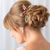PRETTYLIFE Bridal Crystal Hair Comb Rhinestone Hair Piece Prom Party Festival Wedding Hair Accessories for Women and Girls (Red)