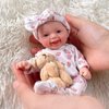 Mire & Mire Reborn Baby Dolls 7 "Girl Open Eyes Smile Full Silicone Mini Baby Doll with Feeding Accessories-A