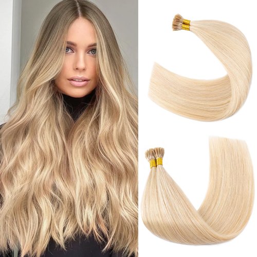 20 Inches I Tip Human Hair Extensions 100 Strands/Pack Pre Bonded Keratin Stick Tipped Hair Exten...