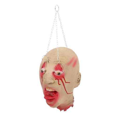 DECHOUS Severed Head Prop, Realistic Halloween Cut Off Head Prop Halloween Decorations Prop Scary Hanging Severed Head Latex Zombie Head for Halloween Party Indoor Outdoor