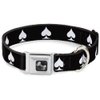 Dog Collar Seatbelt Buckle Spade Black White 16 to 23 Inches 1.5 Inch Wide