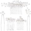 ANCIRS 3 Pack Pearl Bride Wedding Hair Comb & 2 Pack Silver Bridal Side Hair Pins for Women & Girls