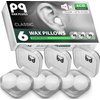 PQ Wax Ear Plugs for Sleep - 6 Silicone Wax Earplugs for Sleeping and Swimming - Gel Ear Plugs for Noise Cancelling, Wax Plugs Protect Ears While Sleeping with Sound Blocking 32 Db (6-Pillows), White
