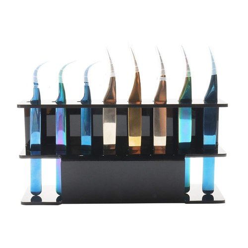Mekupeu 8 Holes Tweezers Shelf Holder Eyelash Extension Supplies Display Stand, Black, 1 Pc