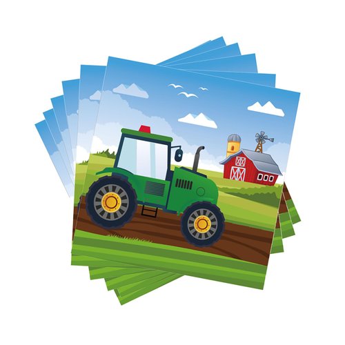 Farm Tractor Paper Napkins for Tractor Birthday Party Supplies Tractor Disposable Paper Farm Tractor Themed Luncheon Paper Napkins Tractor Party Tableware Barnyard or Farm Theme Party Supplies(40 Pcs)
