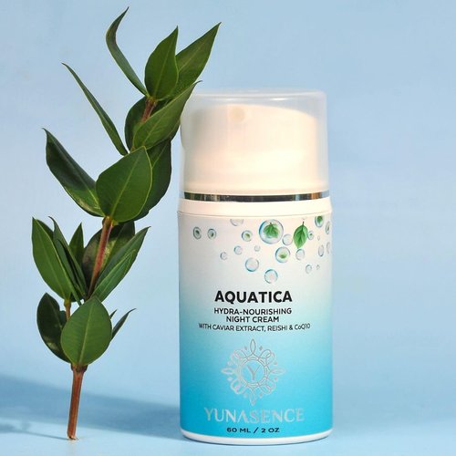Yunasence AQUATICA Hydra-Nourishing Night Cream with Caviar Extract, Reishi and CoQ10, 2oz. All natural gentle, soothing.