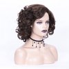SEVENCOLORS Short Brown Curly Wigs for Black Women Mixed Brown Big Curly Bob Synthetic Wig