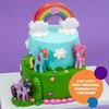 DecoSet® My Little Pony™ Over The Rainbow Signature Cake Topper, 4 Piece Decoration, Rainbow Dash, Pinkie Pie, and Twilight Sparkle, A Rainbow Coin Bank, Collectable Figurines For Birthday