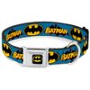 Dog Collar Seatbelt Buckle Vintage Batman Logo Bat Signal Blue 15 to 26 Inches 1.0 Inch Wide