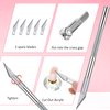 12 Pieces French Nail Trimmer Stainless Steel French Tip Cutters Smile Line Cutter Edge Manicure DIY Plate Module with 2 Handles French Tip Cutting Knife and 5 Spare Blade for Acrylic Nail (Silver)