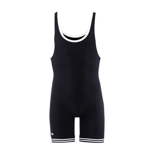 Matman Wrestling Singlet Double Knit Nylon Youth Boys Kids Weightlifting Made in USA (Black/White, X-Small)