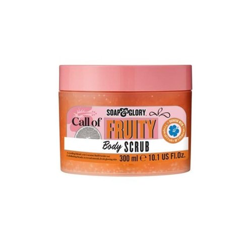 Soap & Glory Call Of Fruity Exfoliating Body Scrub - Smoothing & Buffing Body Scrub - Tropical Fruit Scented Body Polish - Brightening Body Scrub with Coconut Shell Powder (300ml)