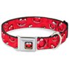 Buckle-Down Seatbelt Buckle Dog Collar - Animal Expressions Scattered Reds - 1.5" Wide - Fits 13-18" Neck - Small