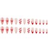 Christmas Press On Nails Medium Almond Fake Nails French Tip Christmas Nails Press Ons With Snowflake Stripe Designs Full Cover False Nails Acrylic Glue On Nails Stick On Nails For Women