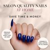 Glamnetic Press On Nails - Midnight Blue | Opaque Dark Navy Blue Short Almond False Nails, Reusable Stick On Fake Nails with Glue | Salon Quality | 15 Sizes - 30 Nail Kit